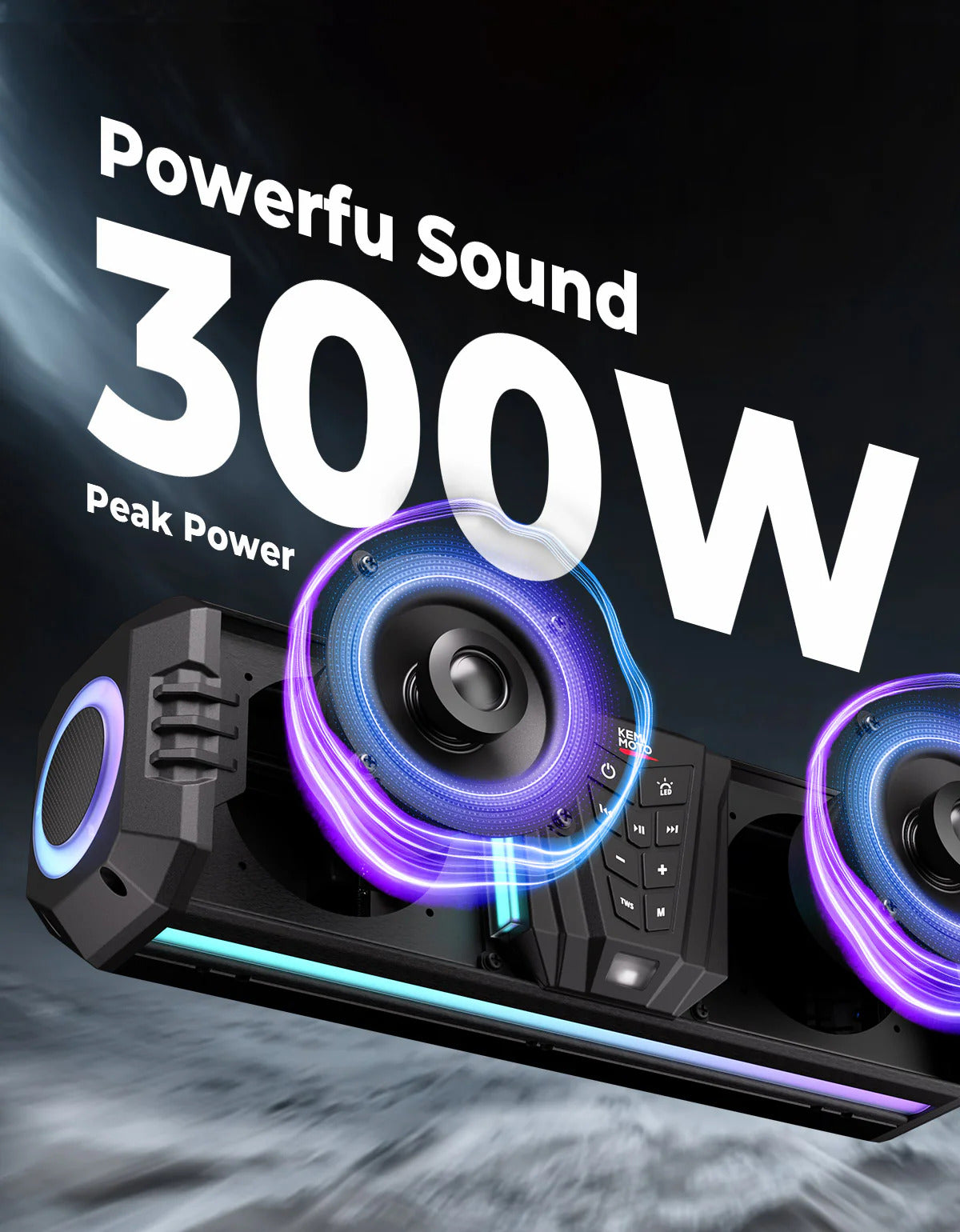 Kemimoto UTV Golf Cart Marine Boat Midnight 40 16'' RGB Bluetooth Sound Bar