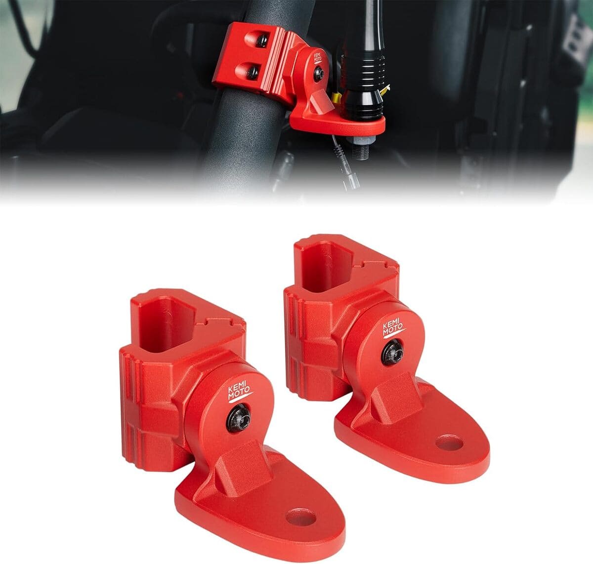 Kemimoto Polaris Ranger UTV Flag Mounts Pro-Fit Cage Whip Light