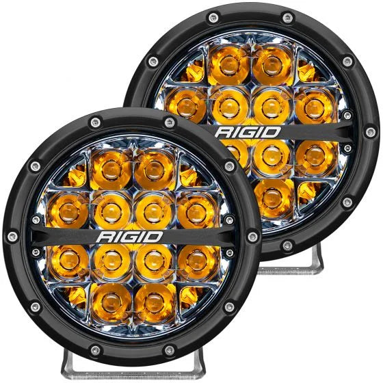 Rigid 360-Series 6" LED OE Off-Road Fog Light Spot Beam Amber Backlight | Pair