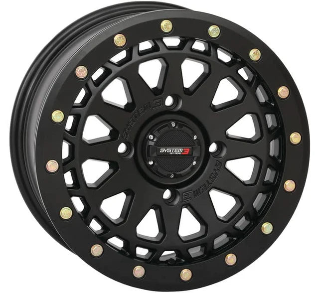 System 3 Matte Black SB-6 Beadlock & Maxxis Radial Roxxzilla Wheel & Tire Kit