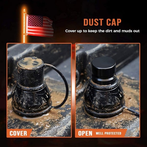 Kemimoto 5FT Spiral Whip Light with RF Remote Control