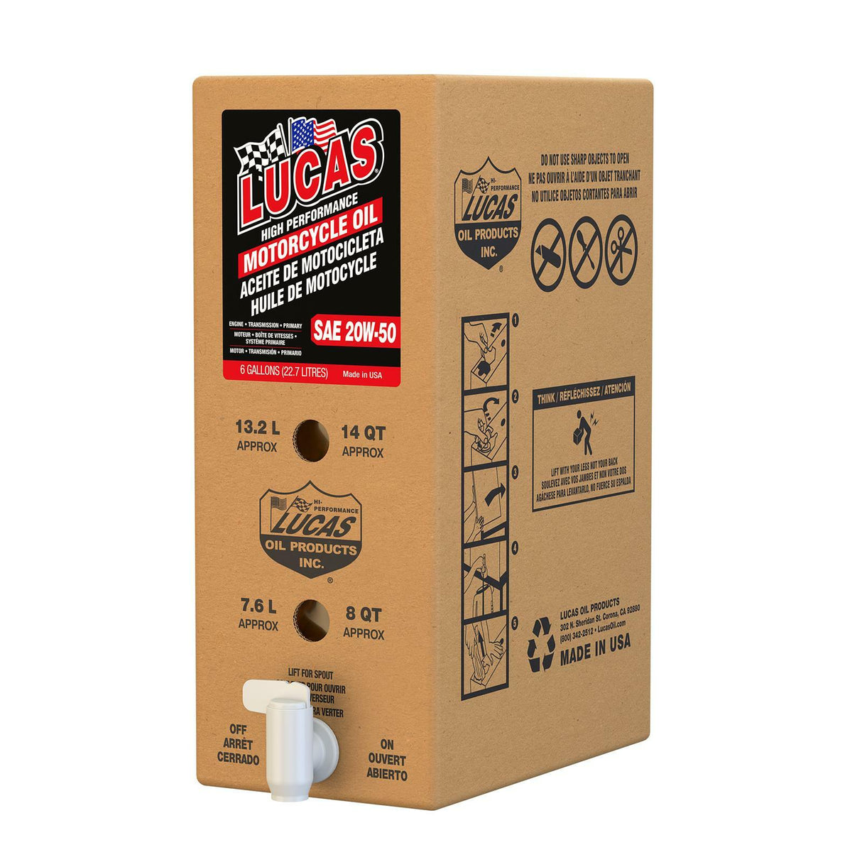 Lucas Oil High Perf Min Engine Oil 4t 20w50 6gal Box