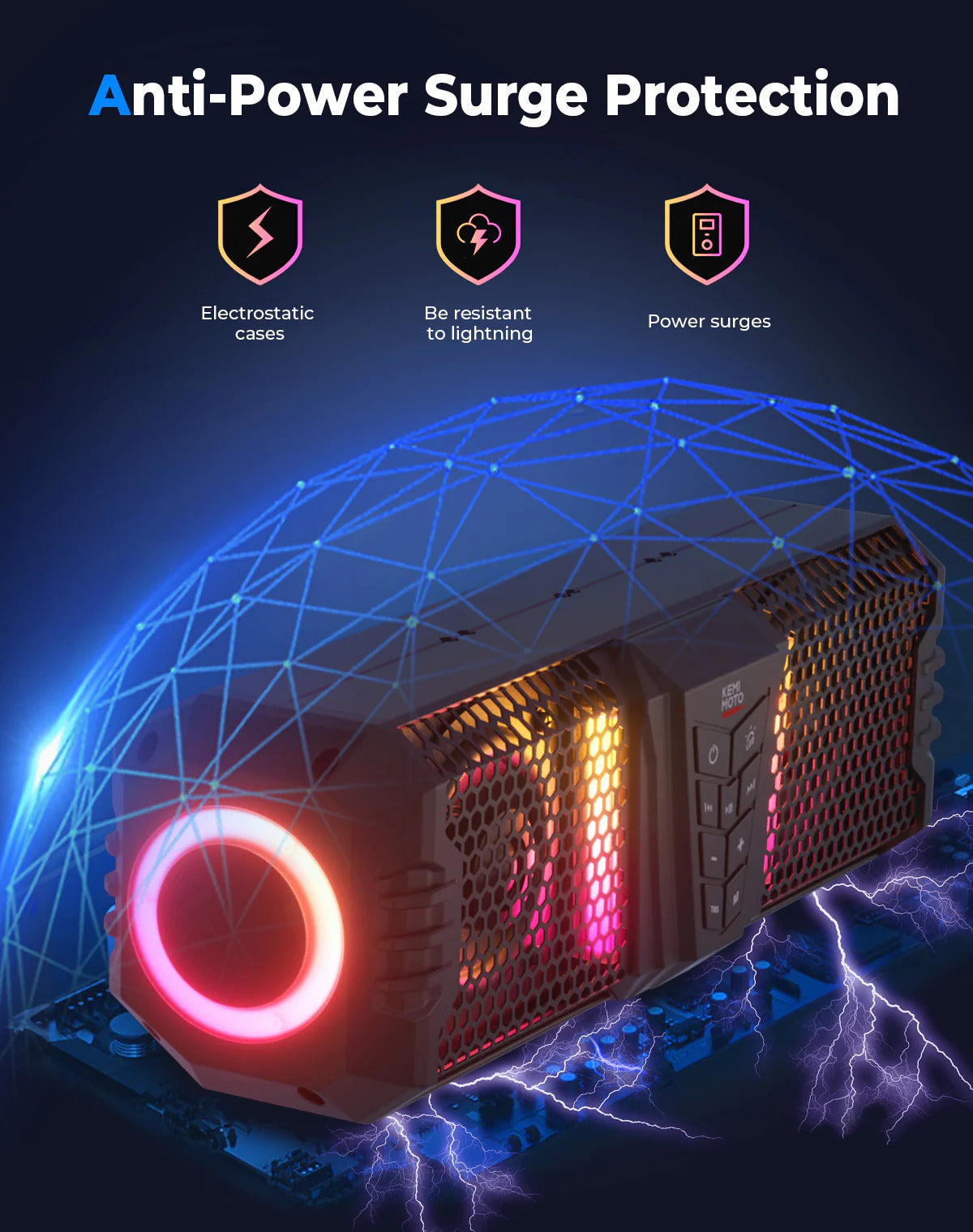 Kemimoto UTV Golf Cart Marine Boat Midnight 40 16'' RGB Bluetooth Sound Bar