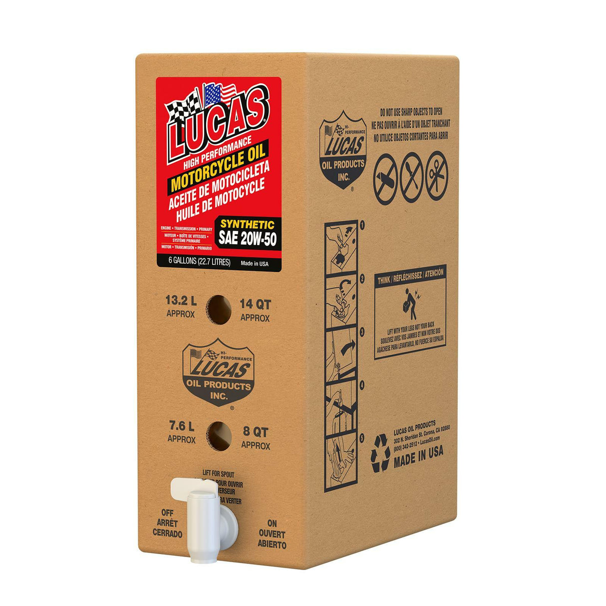 Lucas Oil High Perf Syn Engine Oil 4t 20w50 6gal Box