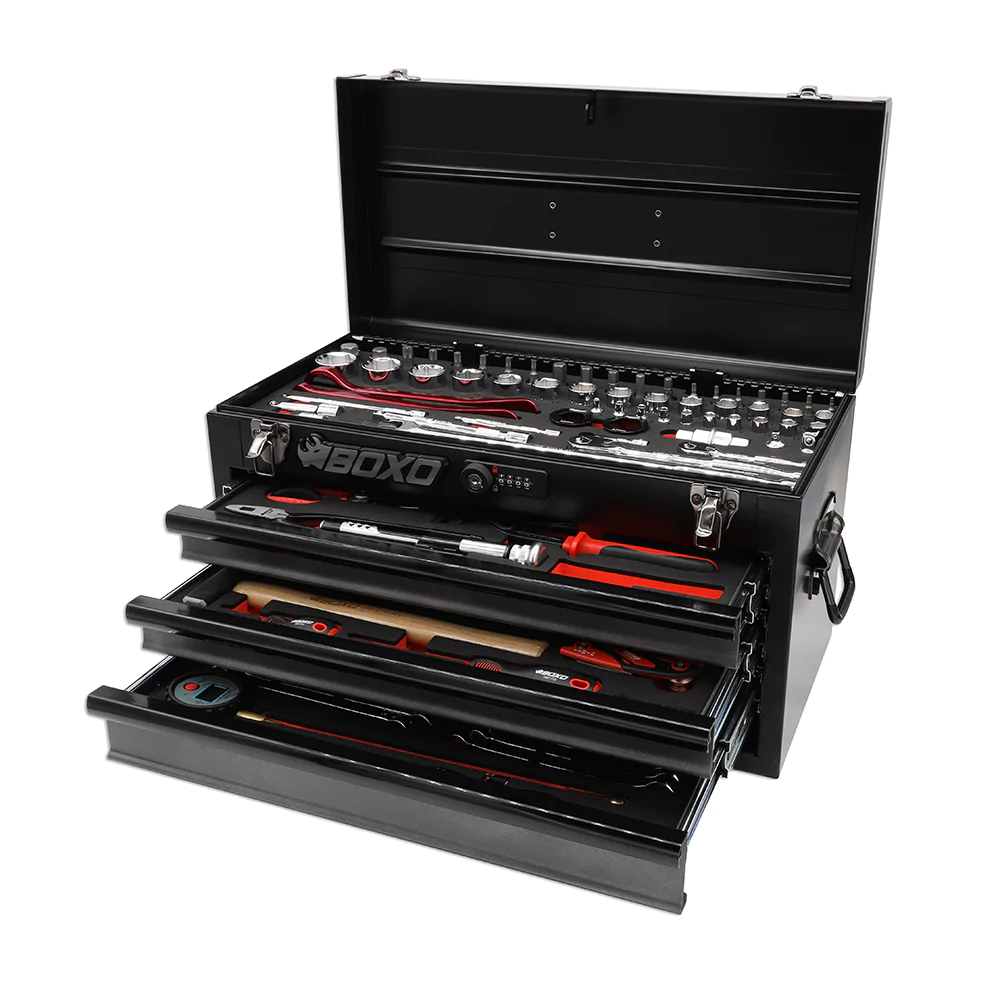 BoxoUSA 103-Piece Metric MotoBox Toolbox - Black Box