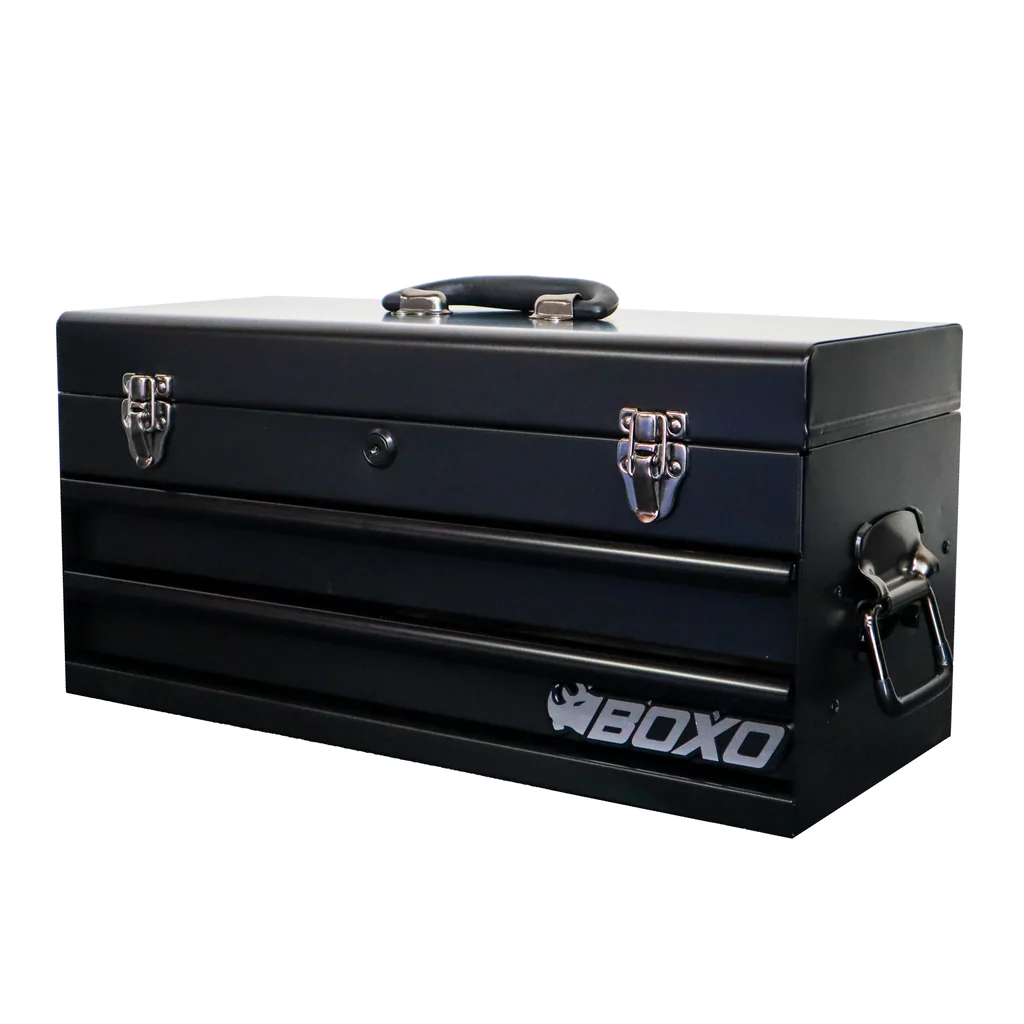 BoxoUSA 113-Piece Metric Tool Set with 2-Drawer Hand Carry Tool Box, Matte Black