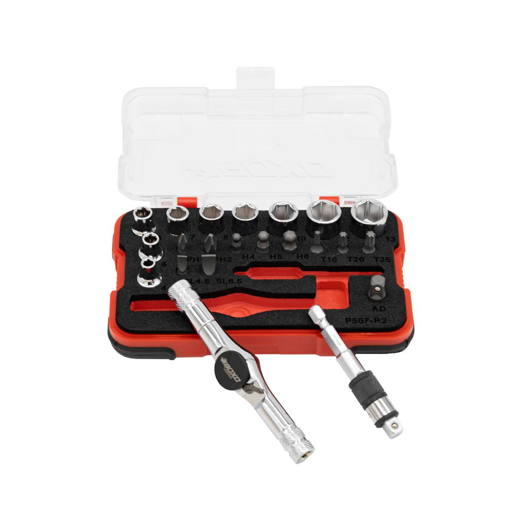BoxoUSA 22-Piece Ratchet Bit Driver T-Handle, Socket And Bit Set