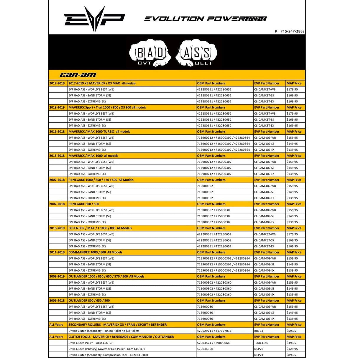 EVO Badass Worlds Best Belt Can-Am X3 & Defender