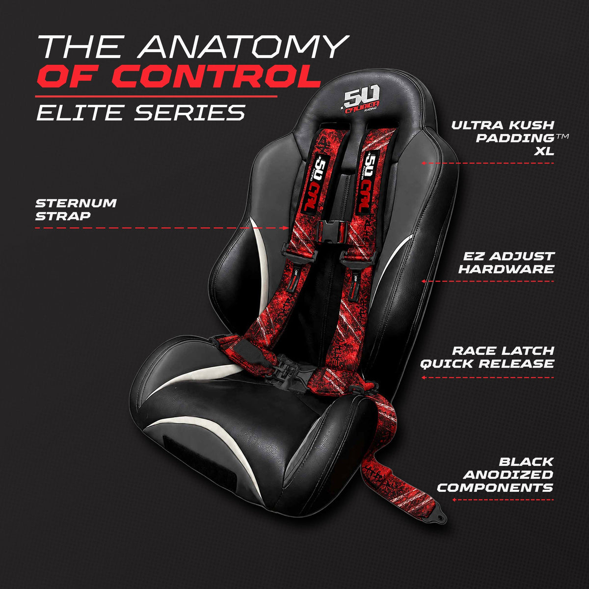 50 Cal 2" & 3" 4 point Harness - Elite Series Race Latch "EZ" Adjust Racing Harness