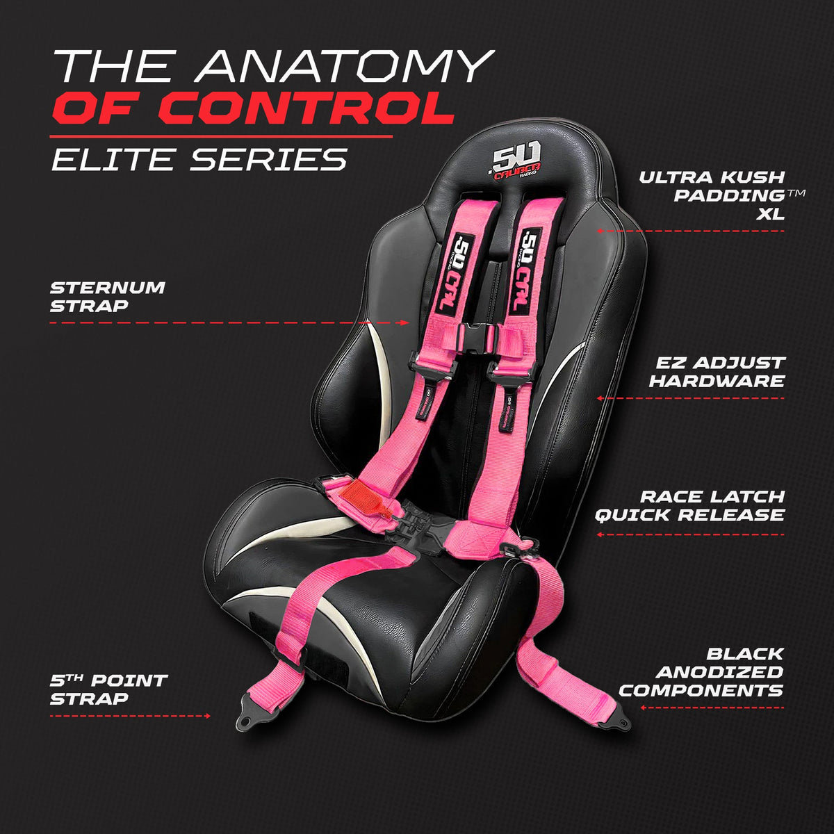 50 Cal 2" & 3" 4 point Harness - Elite Series Race Latch "EZ" Adjust Racing Harness