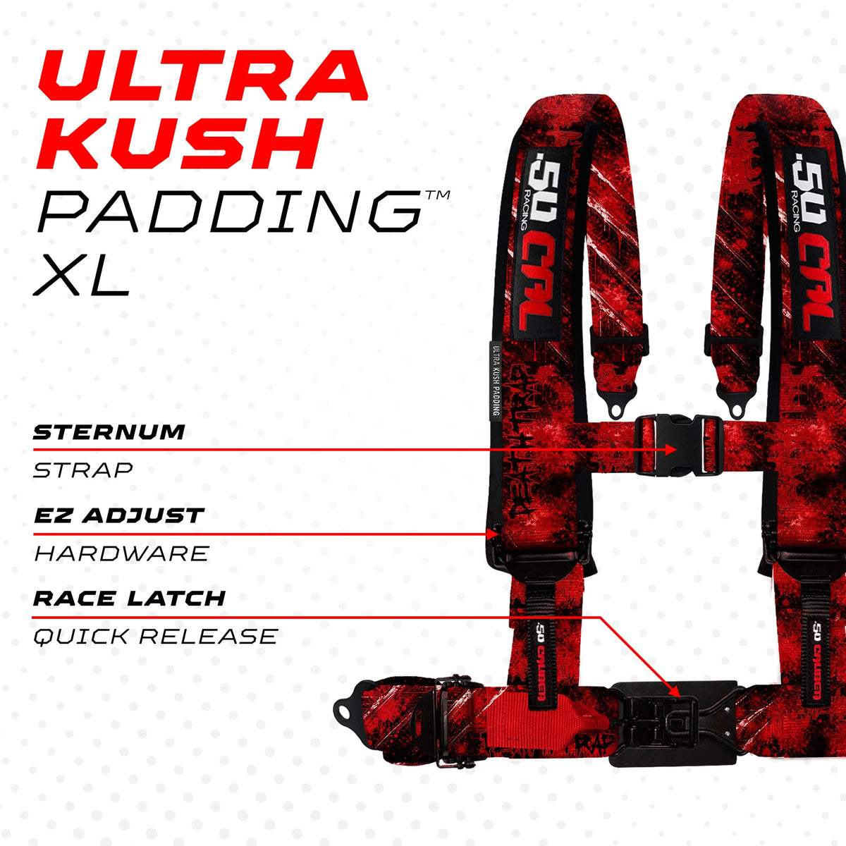 50 Cal 2" & 3" 4 point Harness - Elite Series Race Latch "EZ" Adjust Racing Harness