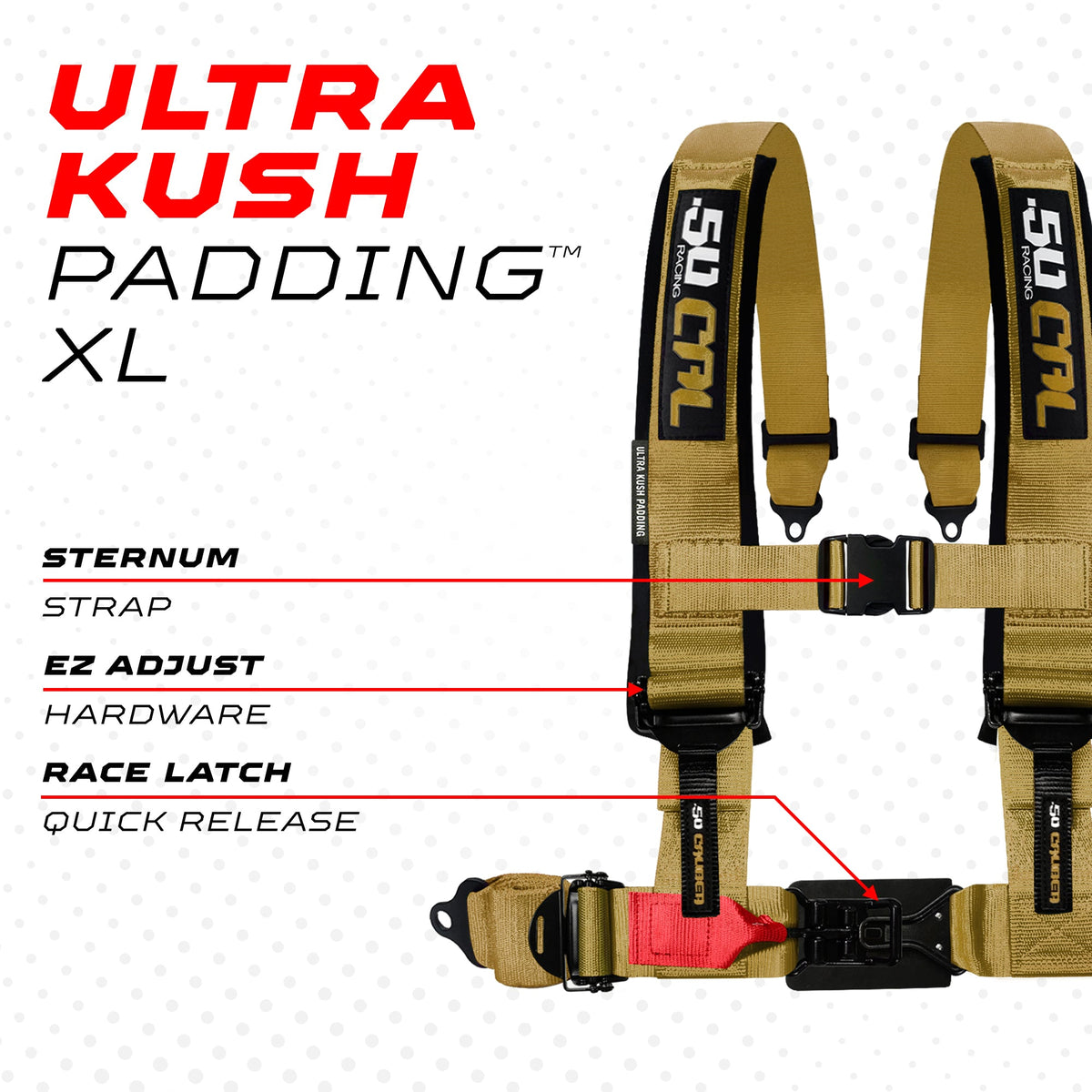 50 Cal 2" & 3" 4 point Harness - Elite Series Race Latch "EZ" Adjust Racing Harness