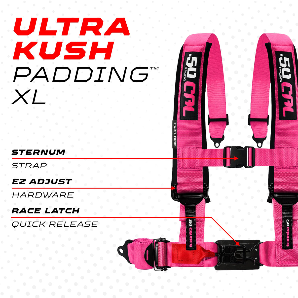 50 Cal 2" & 3" 4 point Harness - Elite Series Race Latch "EZ" Adjust Racing Harness