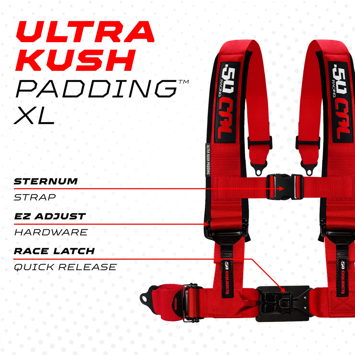 50 Cal 2" & 3" 4 point Harness - Elite Series Race Latch "EZ" Adjust Racing Harness