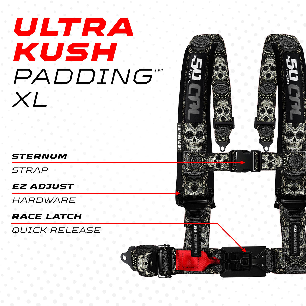 50 Cal 2" & 3" 4 point Harness - Elite Series Race Latch "EZ" Adjust Racing Harness