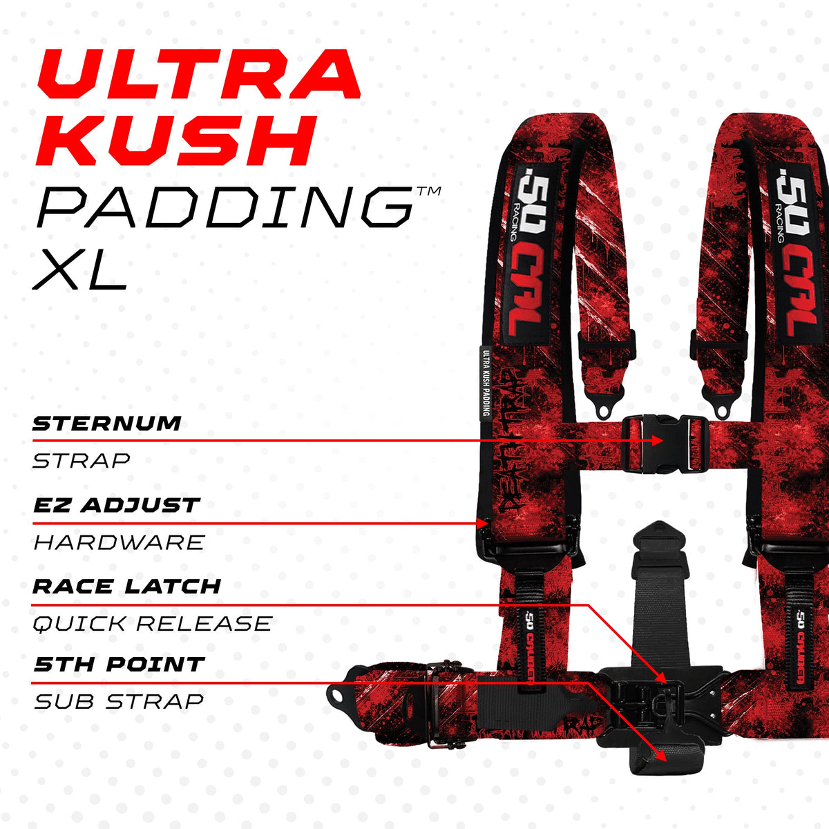 50 Cal 2" & 3" 4 point Harness - Elite Series Race Latch "EZ" Adjust Racing Harness