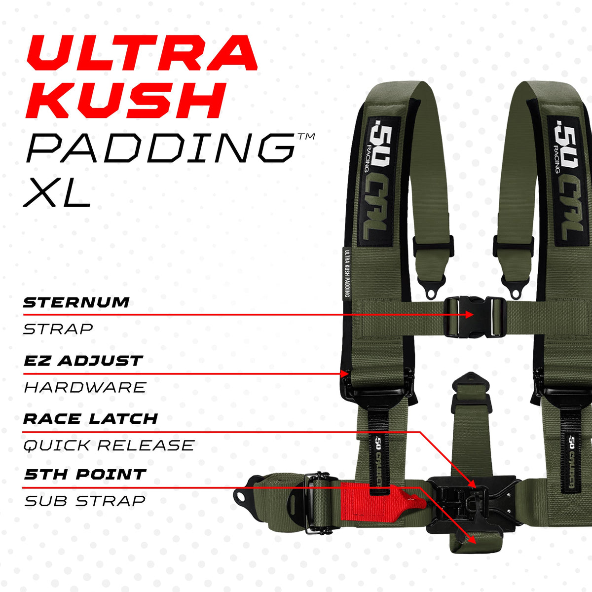 50 Cal 2" & 3" 4 point Harness - Elite Series Race Latch "EZ" Adjust Racing Harness