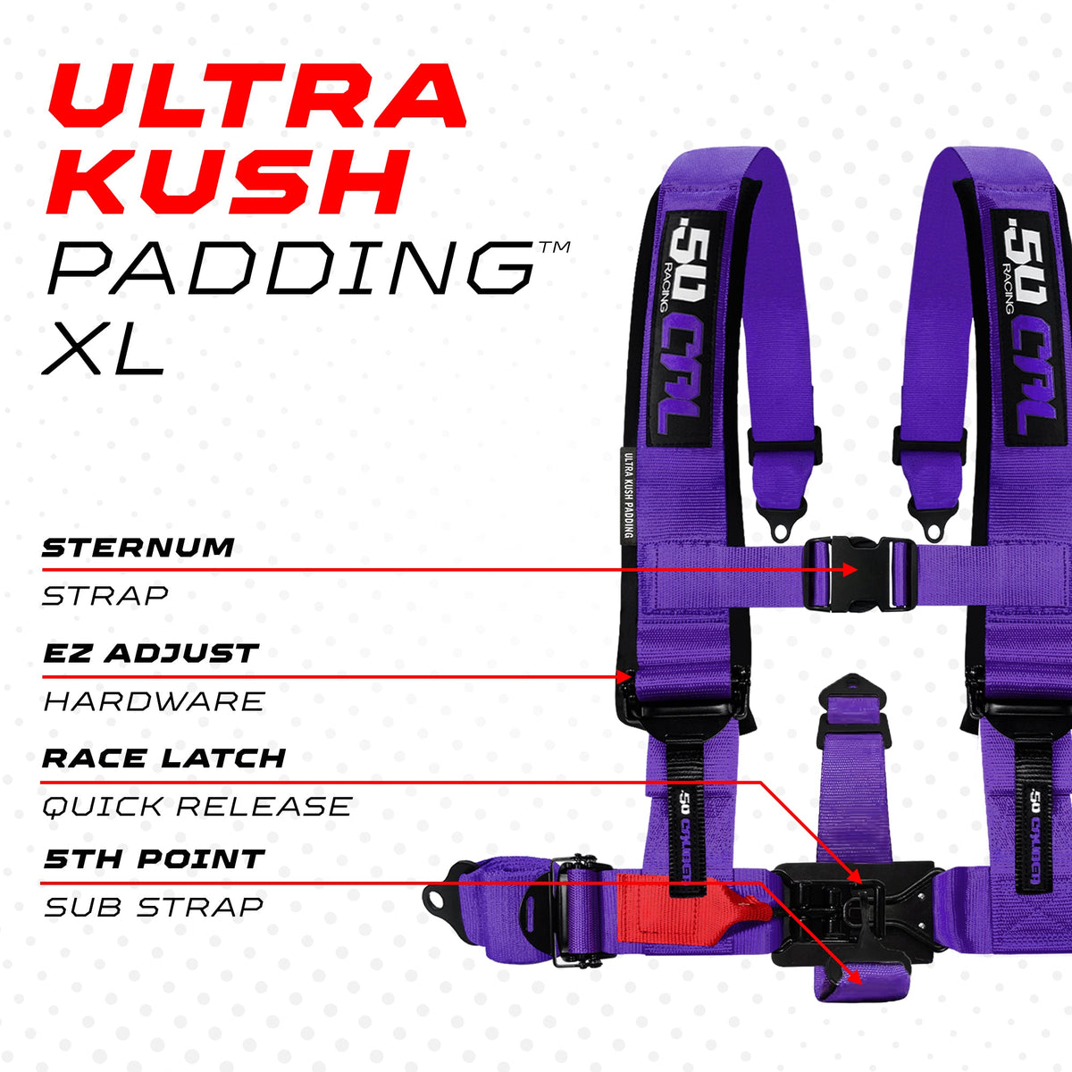 50 Cal 2" & 3" 4 point Harness - Elite Series Race Latch "EZ" Adjust Racing Harness
