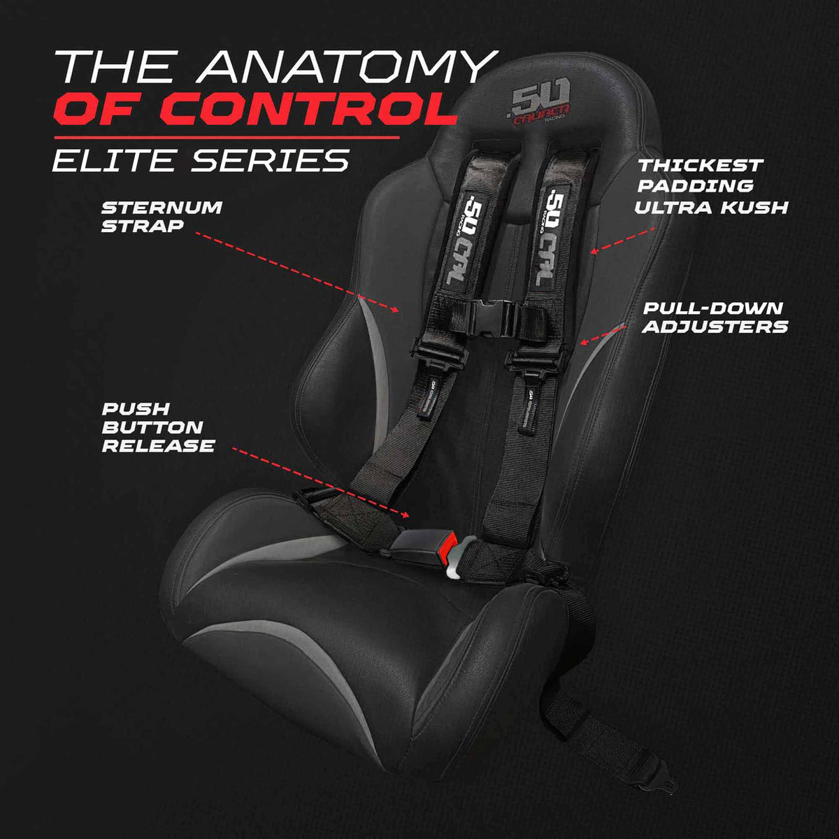 50 Cal Elite Series 2" & 3" 4 point Harness with push button release