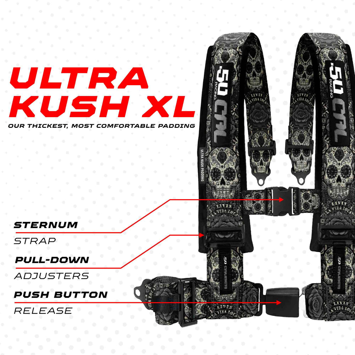 50 Cal Elite Series 2" & 3" 4 point Harness with push button release