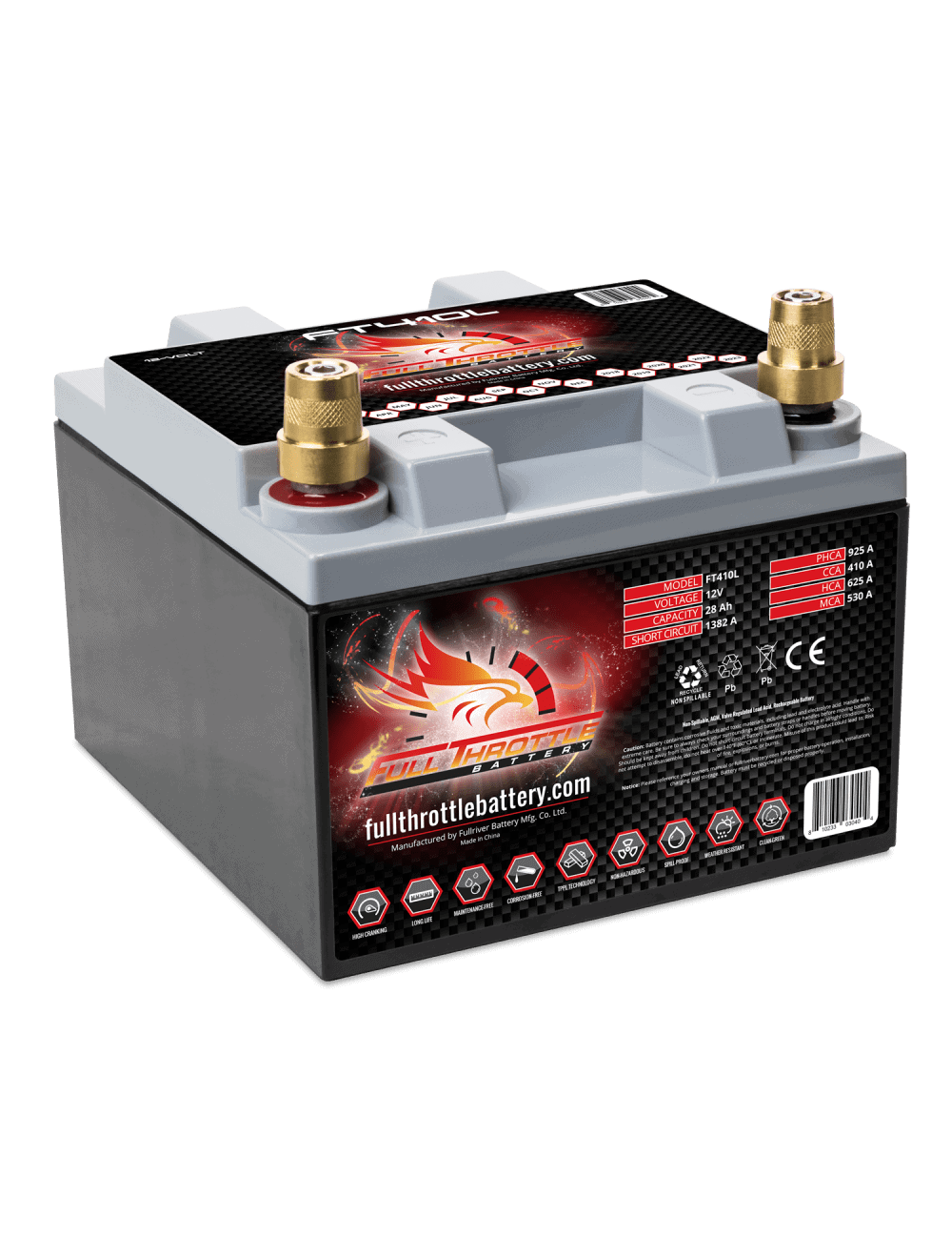 Full Throttle (Fullriver) FT410L High Capacity Dual Purpose AGM Battery (Left Positive)