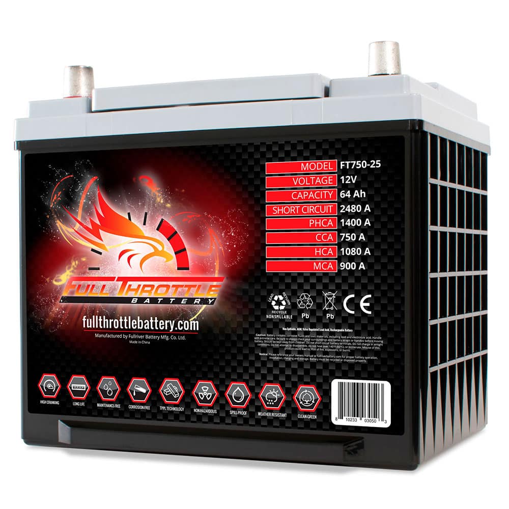 Full Throttle (Fullriver) FT750-25 High Capacity Dual Purpose AGM Battery (Left Positive)