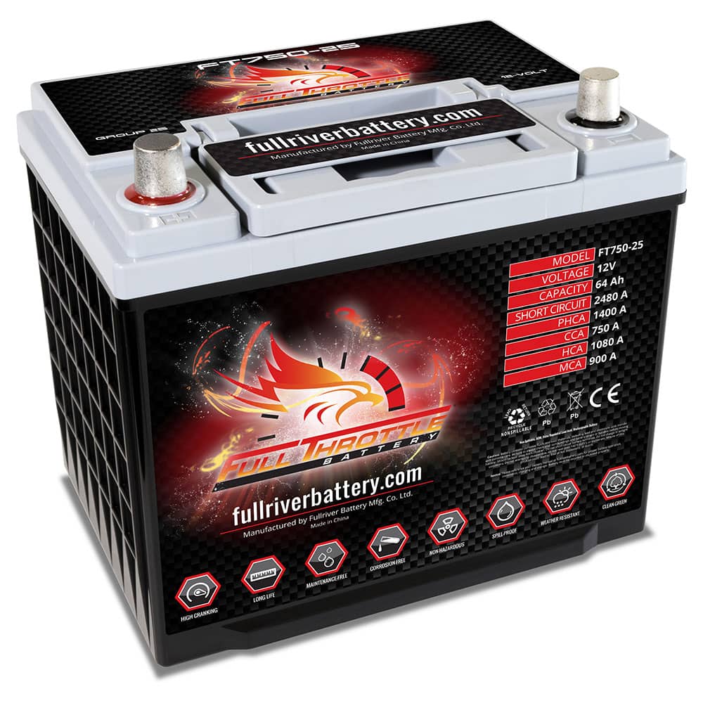 Full Throttle (Fullriver) FT750-25 High Capacity Dual Purpose AGM Battery (Left Positive)