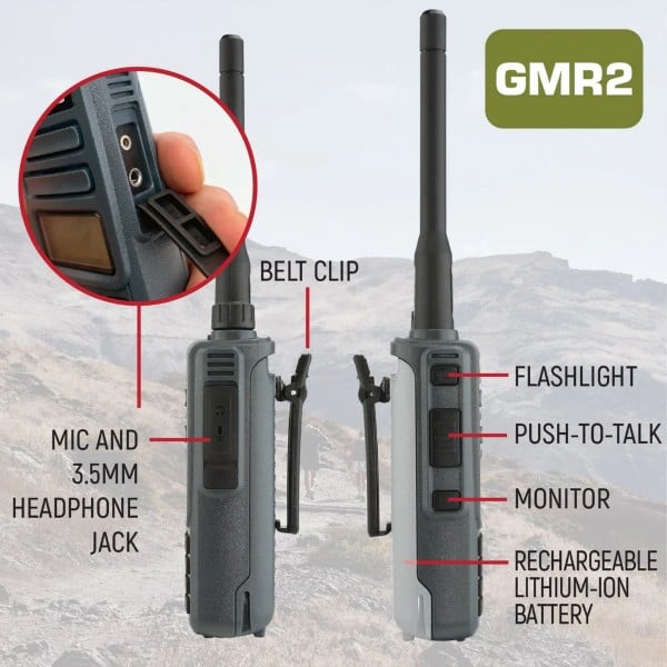 Rugged Radios GMR2 GMRS and FRS Band Radio with Hand Mic