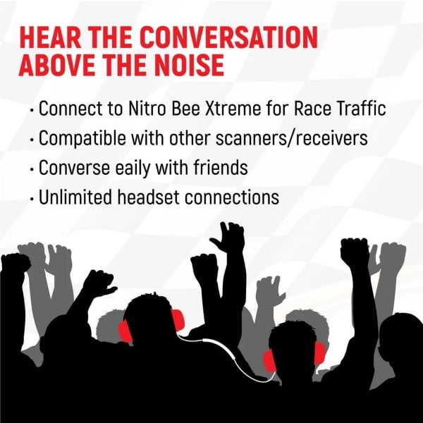 Rugged Radios H80 Track Talk Linkable Intercom Headset with NITRO BEE XTREME UHF Race Receiver and carry bag