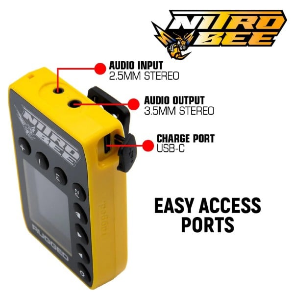 Rugged Radios H80 Track Talk Linkable Intercom Headset with NITRO BEE XTREME UHF Race Receiver and carry bag