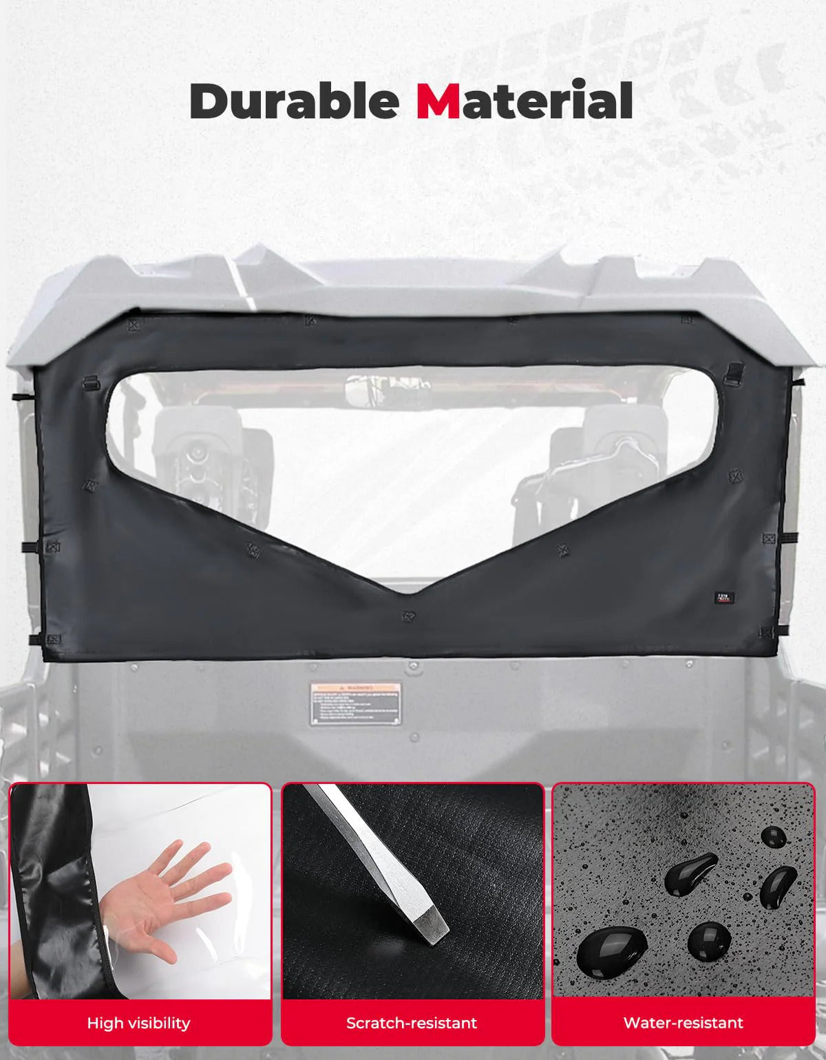 Kemimoto Honda Pioneer 1000-6 UTV Roll Up/ Down Soft Rear Window