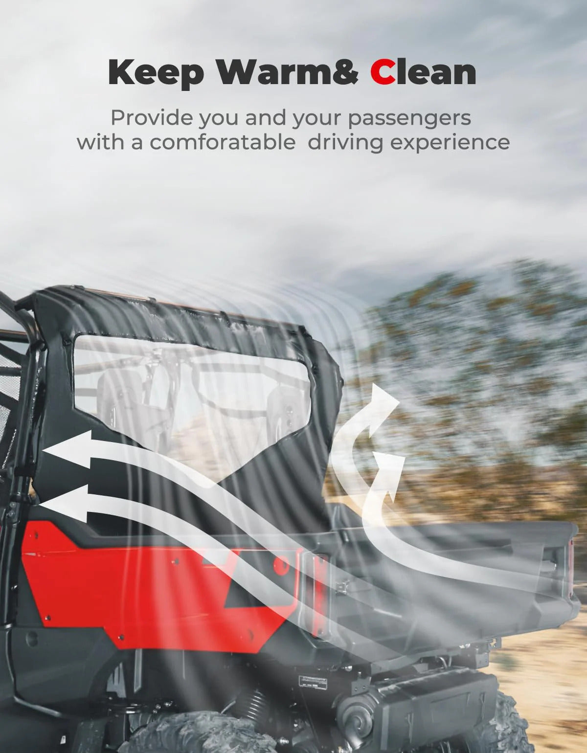 Kemimoto Honda Pioneer 1000-6 UTV Roll Up/ Down Soft Rear Window