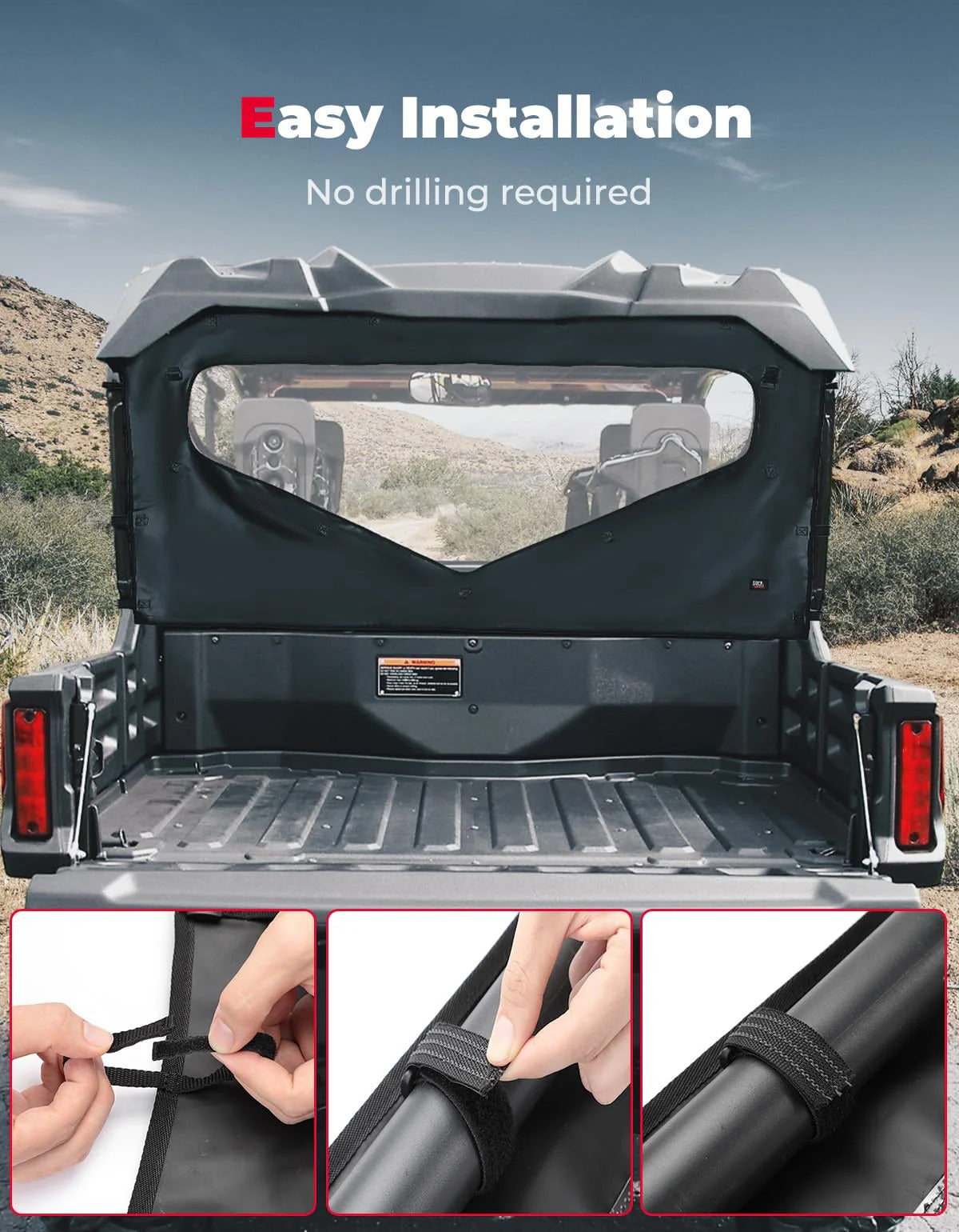 Kemimoto Honda Pioneer 1000-6 UTV Roll Up/ Down Soft Rear Window