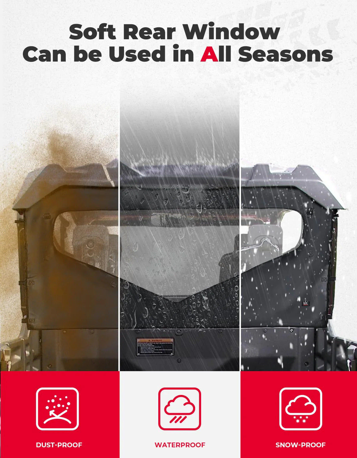 Kemimoto Honda Pioneer 1000-6 UTV Roll Up/ Down Soft Rear Window