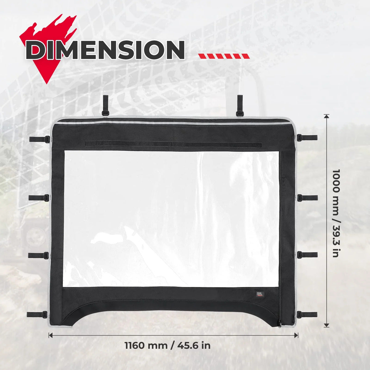 Kemimoto Kawasaki Mule 600D Oxford Fabric Front Windshield