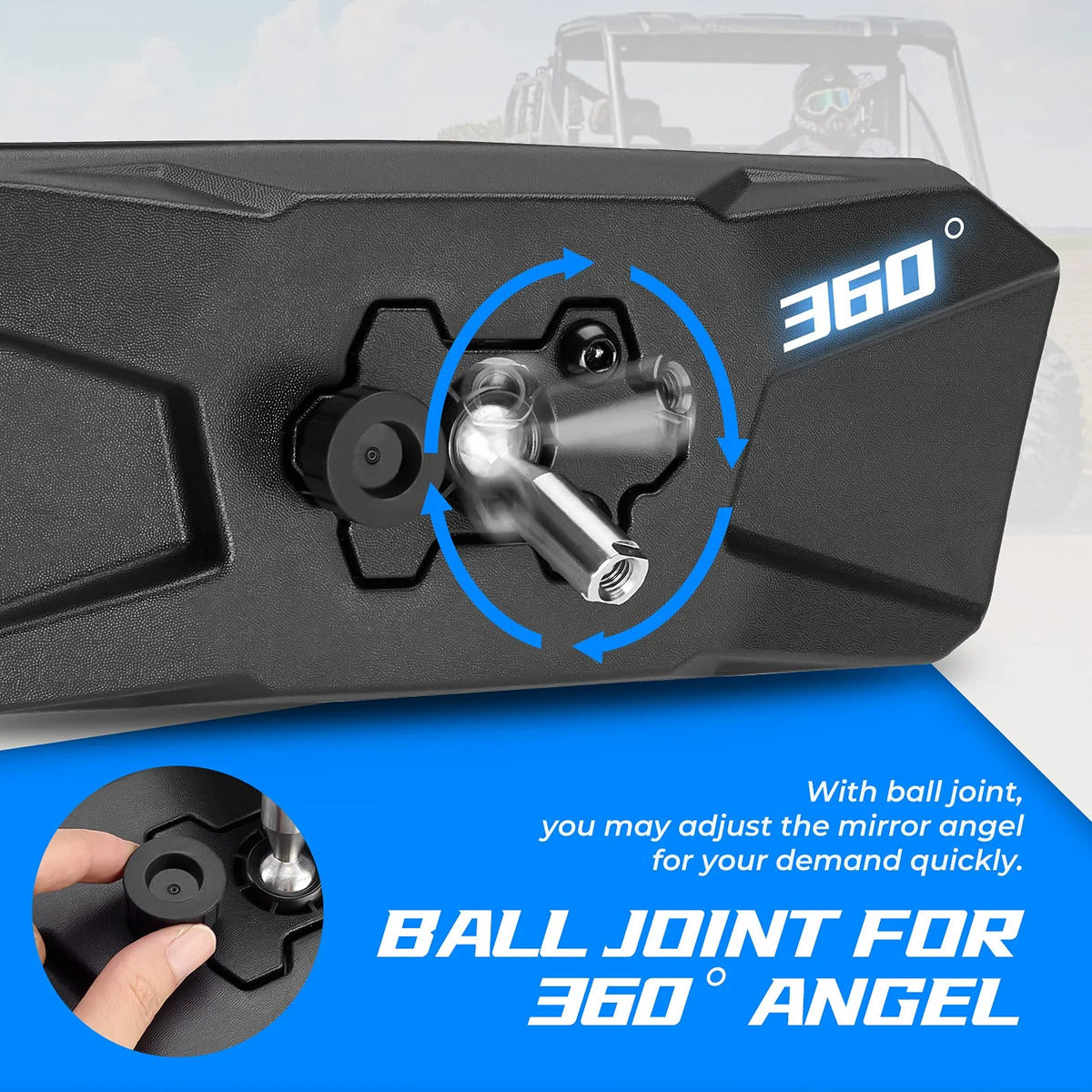 Kemimoto '17-'23 Polaris Ranger 500 Rear View Mirror