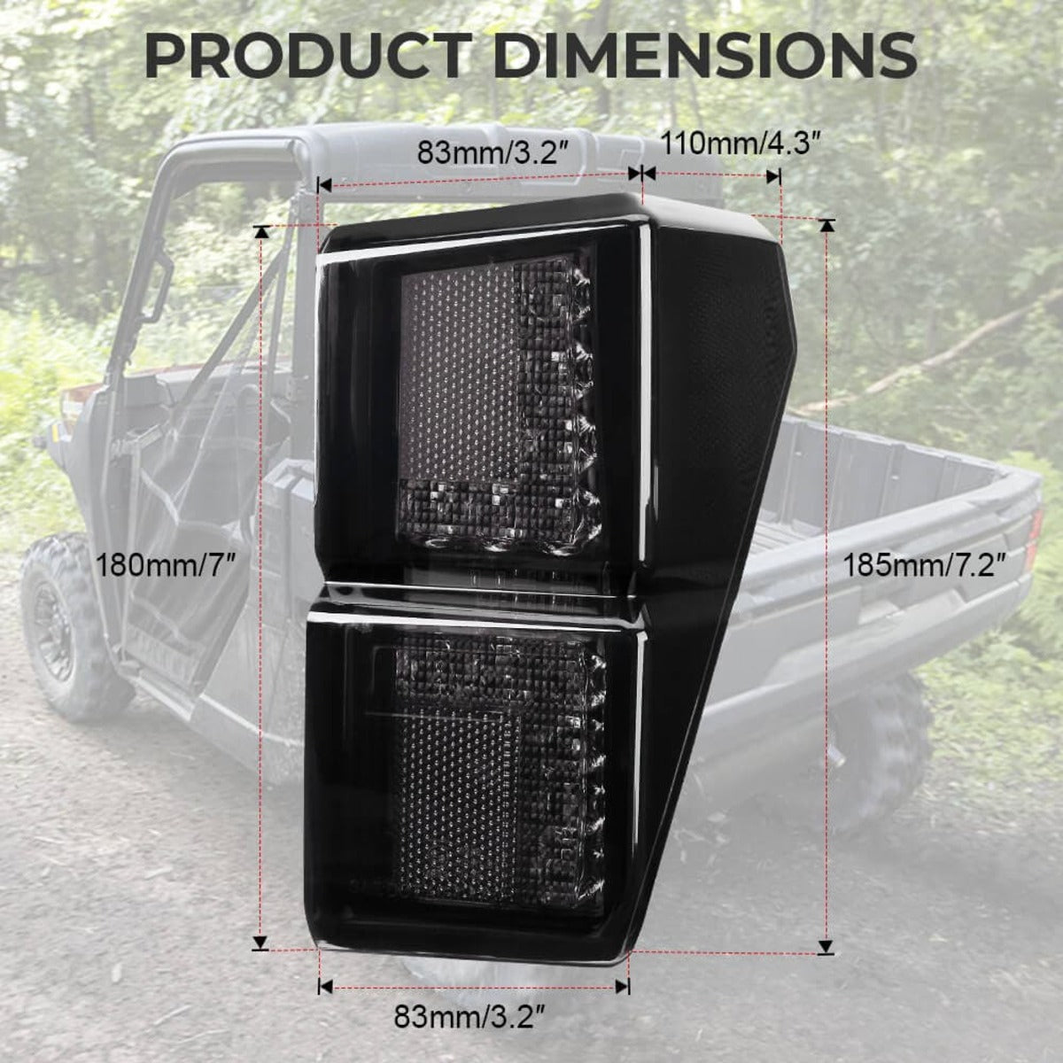 Kemimoto Polaris Ranger XP 1000 Adjustable Side Mirrors & Tail Light