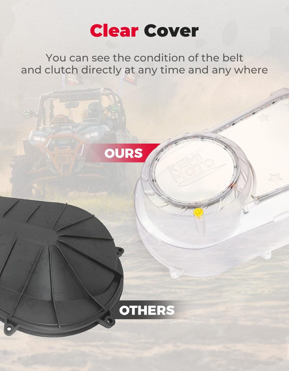 Kemimoto '17-'21 Polaris RZR / Ranger Outer Clutch Cover w/ RGB Lights