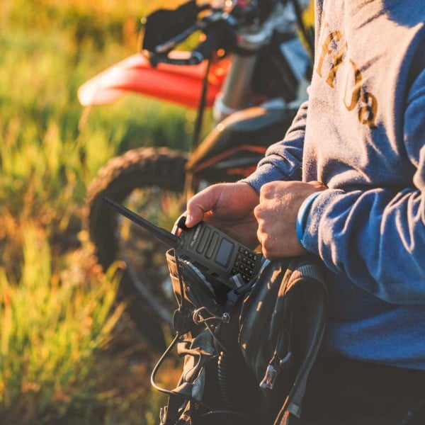 Rugged Radios MOTO MAX Kit with Radio, Helmet Kit, Harness, and Handlebar Push-To-Talk