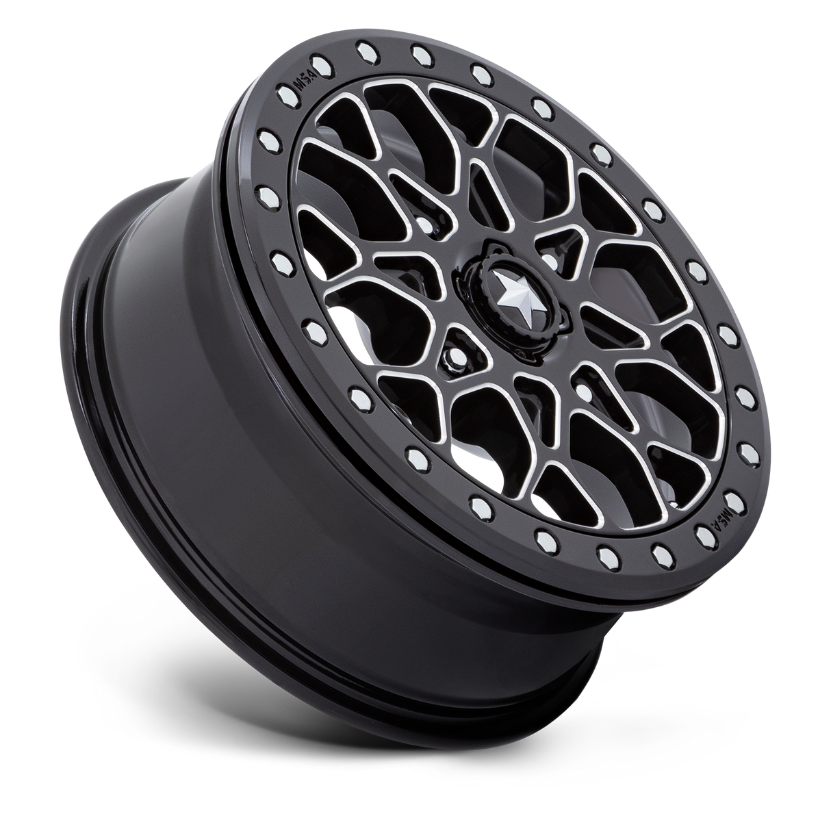 MSA M48 Portal Beadlock - Gloss Black Milled w/ Gloss Black Ring