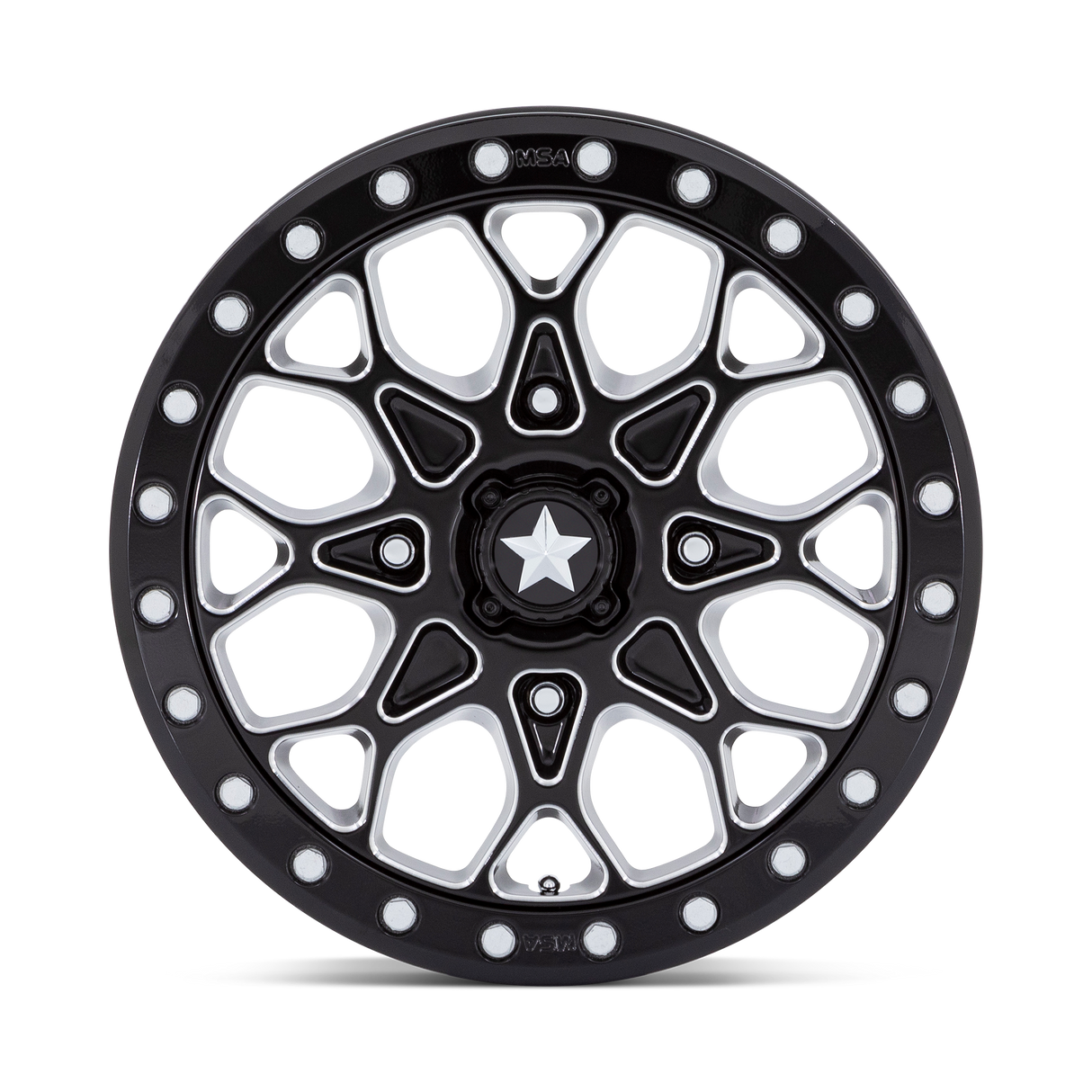 MSA M48 Portal Beadlock - Gloss Black Milled w/ Gloss Black Ring