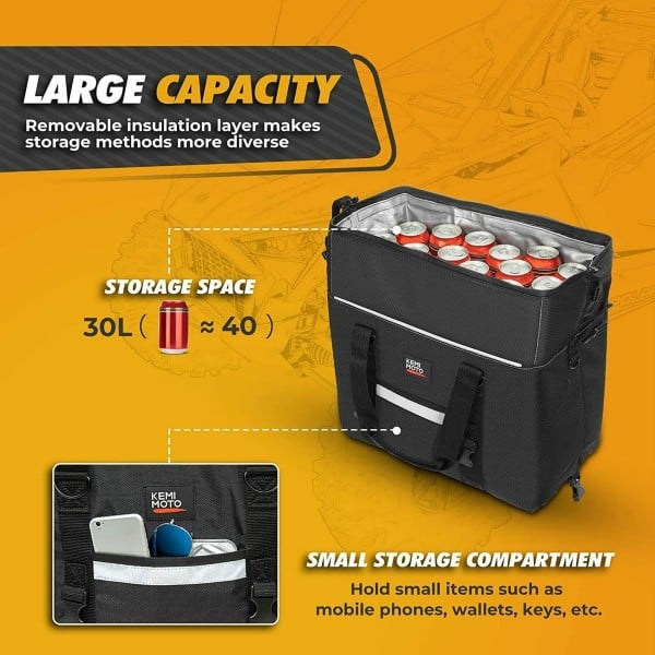 Kemimoto Universal UTV Insulated Mountable Cooler Rear Bag
