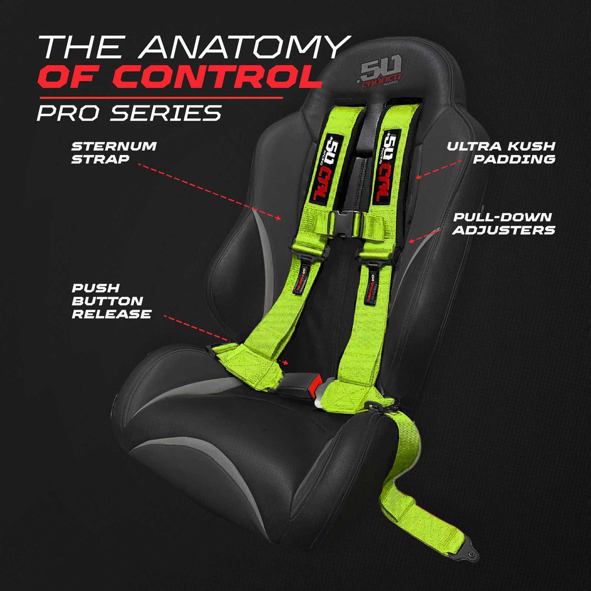 50 Cal Pro Series 4 point Harness with push button release 2" & 3" available