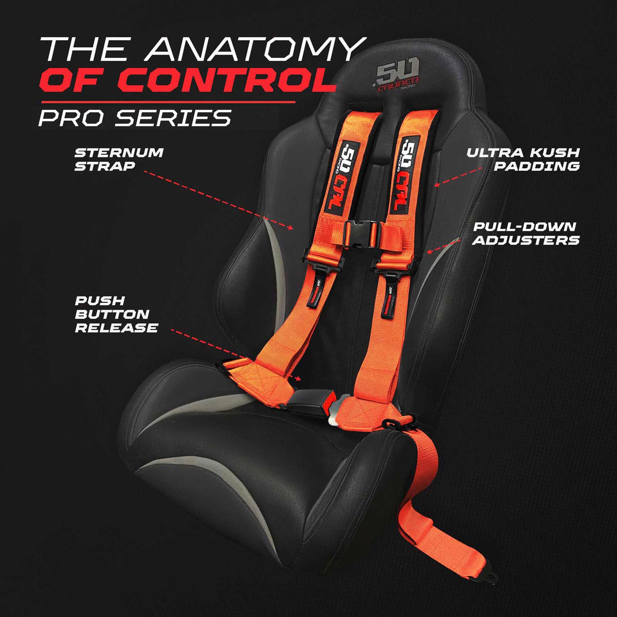 50 Cal Pro Series 4 point Harness with push button release 2" & 3" available