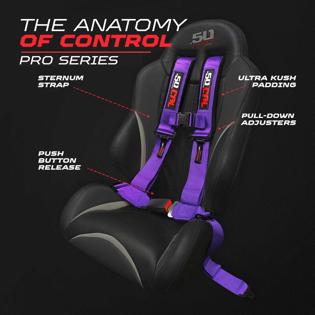 50 Cal Pro Series 4 point Harness with push button release 2" & 3" available