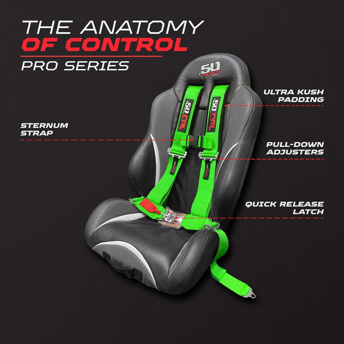 50 Cal 2" 4 Point Racing Harness – Pro Series Race Latch | 50 Caliber Racing