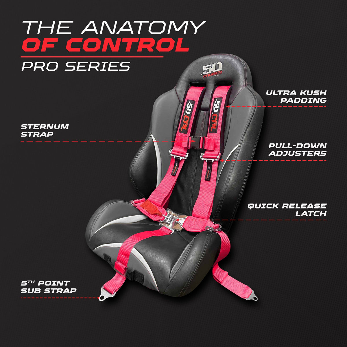 50 Cal 2" 5 Point Racing Harness – Pro Series Race Latch | 50 Caliber Racing