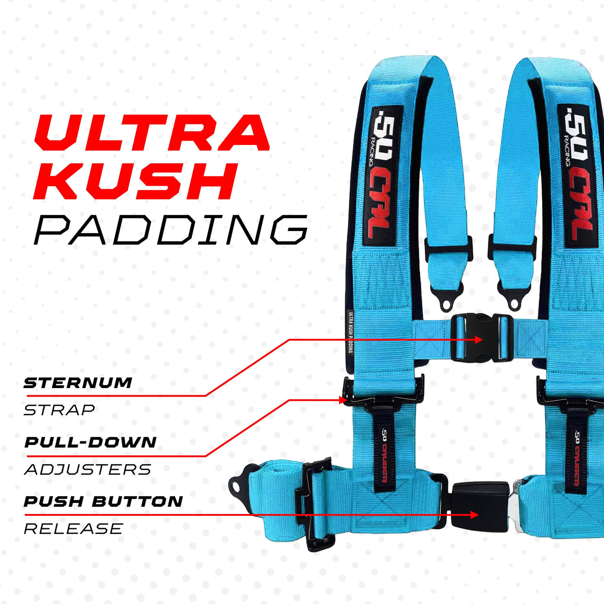50 Cal Pro Series 4 point Harness with push button release 2" & 3" available
