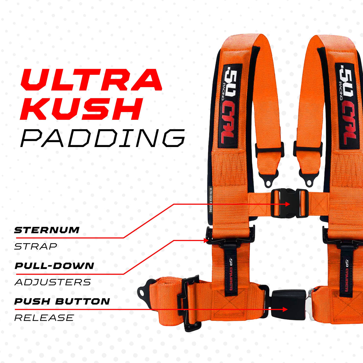 50 Cal Pro Series 4 point Harness with push button release 2" & 3" available