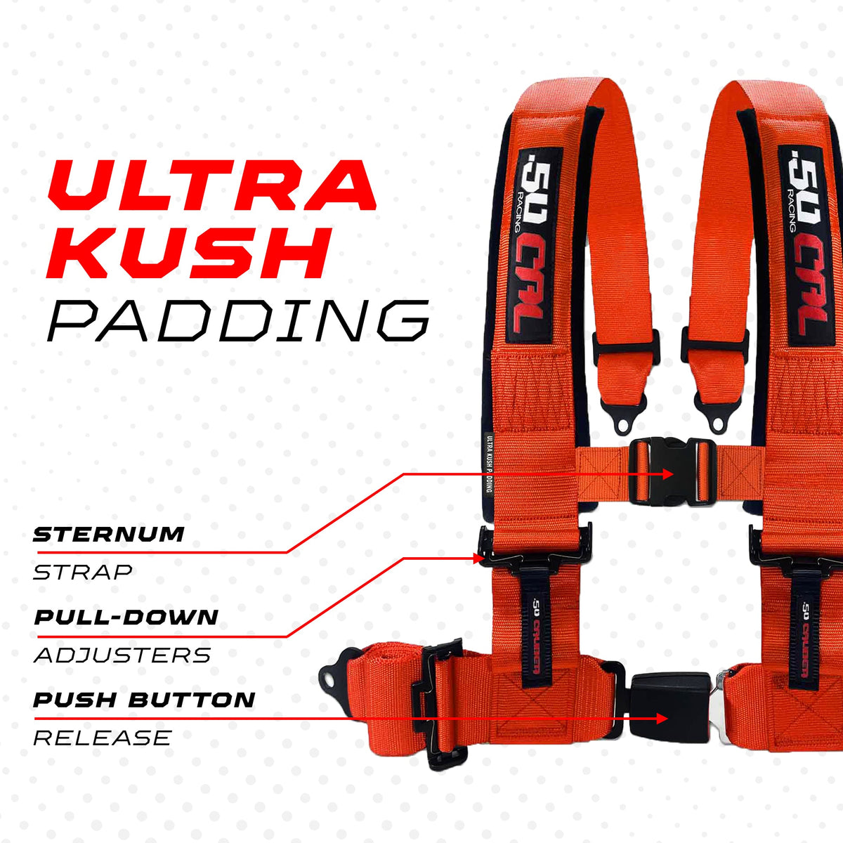 50 Cal Pro Series 4 point Harness with push button release 2" & 3" available